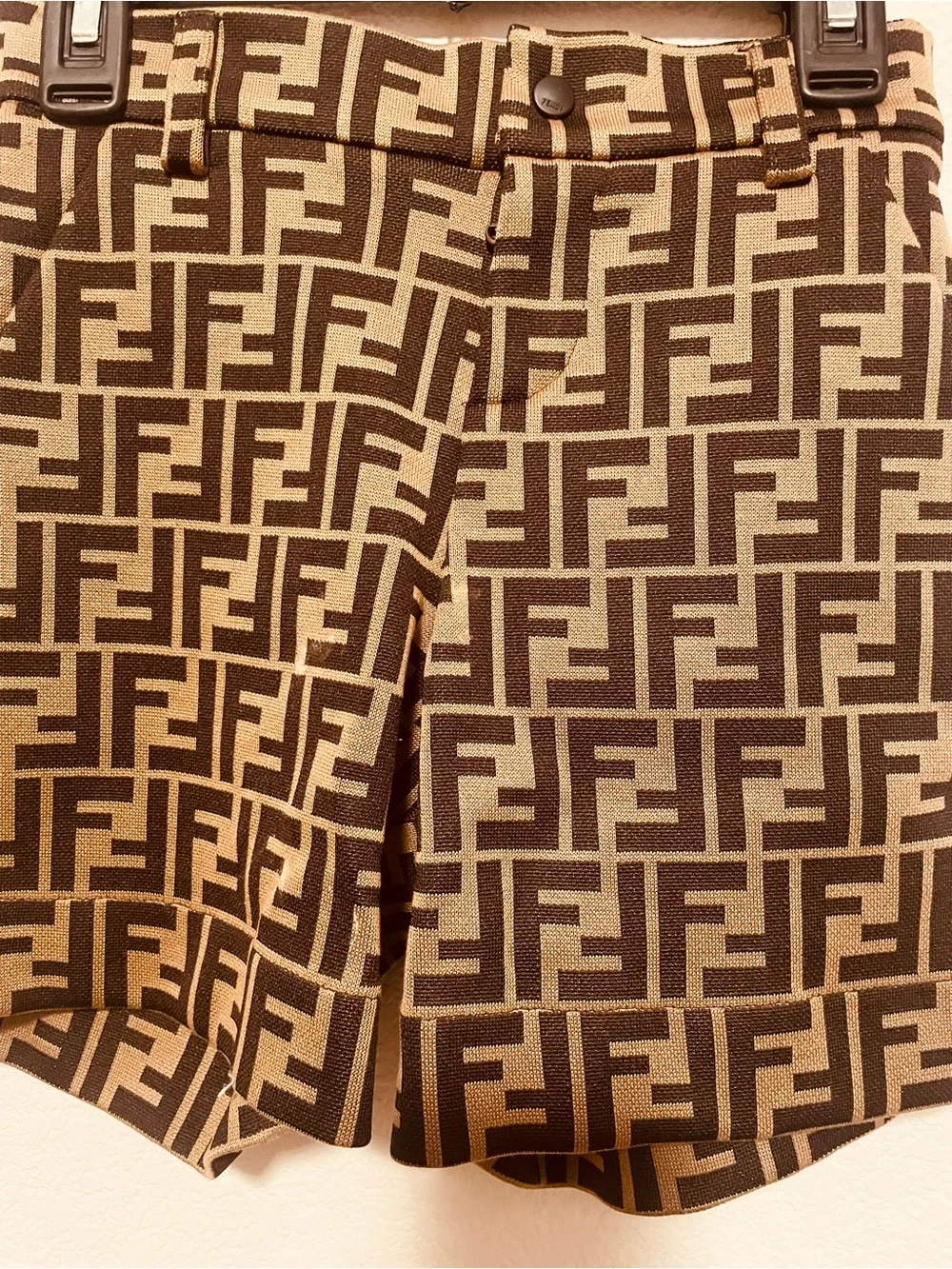 Fendi Brown and Black FF Logo Knit Shorts
